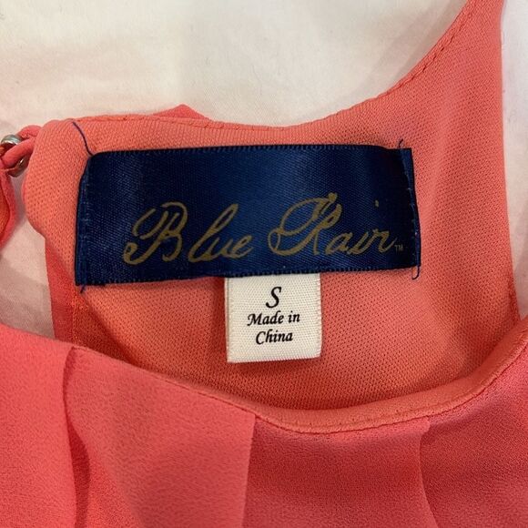 Blue Rain Short Dress Coral/Orange Halter Neck Spaghetti Strap Elastic Waist S - Picture 11 of 12